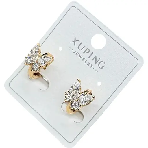 Сережки метелики Xuping з камінцями гіпоалергенне медичне золото - фото 1