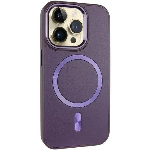 Шкіряний чохол Epik SnapCase with MagSafe для Apple iPhone 15 Pro 6.1 Dark Purple