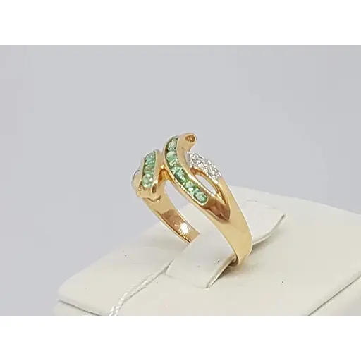Золотое кольцо Центрумикс трейд с бриллиантами и изумрудом. RE6116K 17 - фото 2