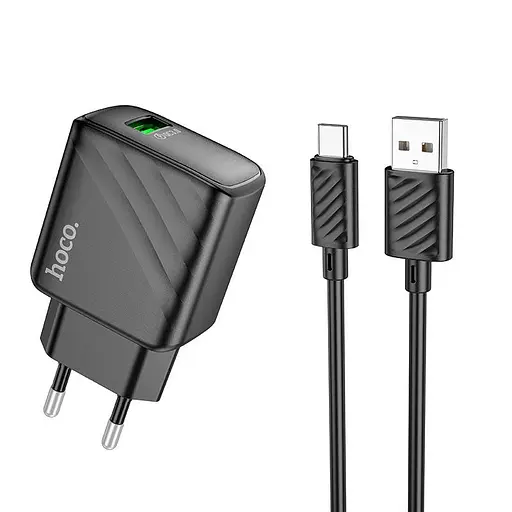 Адаптер сетевой Hoco Type-C cable rich single Port charger CS21A | 1USB, 18W/3A, QC | - фото 1