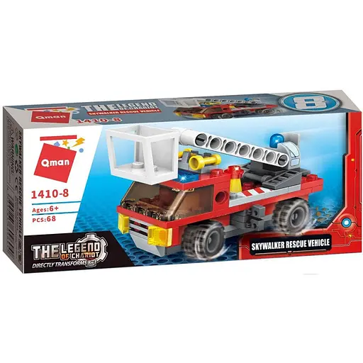 Дитячий конструктор Пожежна техніка Qman 1410 у коробці Skywalker Rescue Vehicle - фото 1