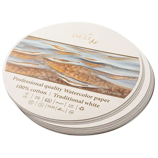 Бумага для акварели PRO CREATE Round 30 5см 300г/м2 20л белая бумага SM-LT Art - фото 2