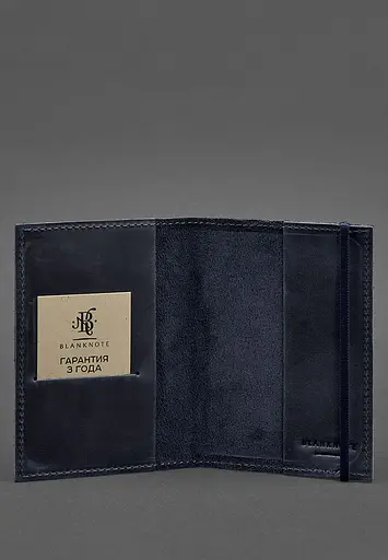 Кожаная обложка для паспорта 1.0 синяя Crazy Horse - фото 4