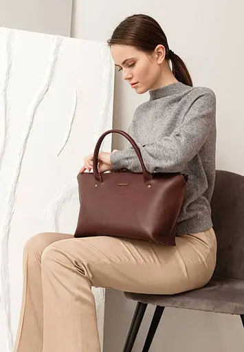 Жіноча шкіряна сумка Midi бордова - фото 2