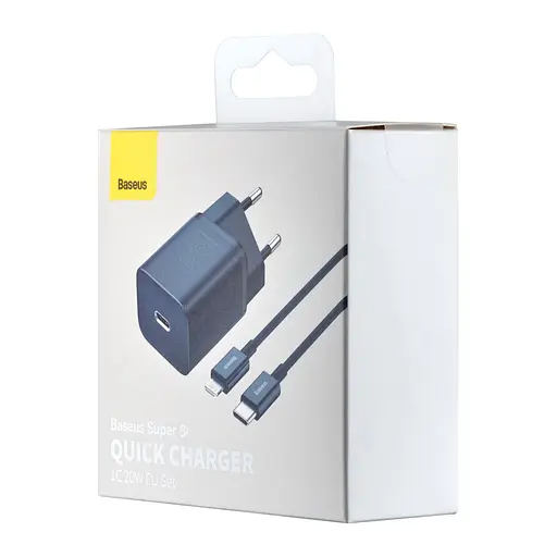Мережевий зарядний пристрій Baseus Super Si Quick Charger 1C 20W EU Sets Синій - фото 2