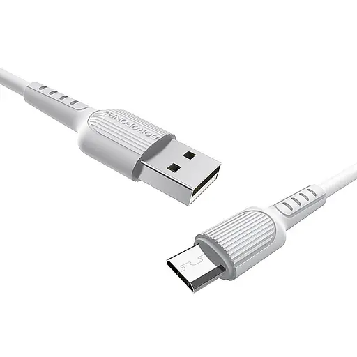Кабель Borofone BX16 USB to Micro 2A 1 м PVC TPE connectors білий - фото 3