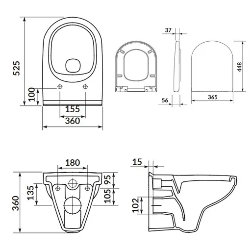 Унітаз підвісний CET 471 Cersanit Zip SimpleOn з дюропластовим сидінням SoftClose+QuickRelease 30412 - фото 3