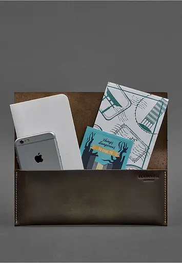 Кожаный тревел-кейс Voyager 1.0 темно-коричневый с оранжевым. - фото 3