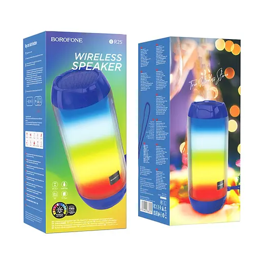 Портативна bluetooth колонка Borofone BR25 з LED підсвічуванням синій - фото 2