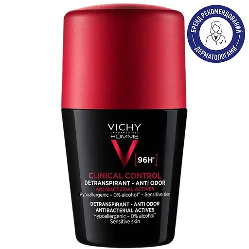 Кульковий антиперспірант для чоловіків Vichy Deo Clinical Control 96 годин захисту проти надмірного потовиділення та запаху 50 мл (MB469600) - фото 2