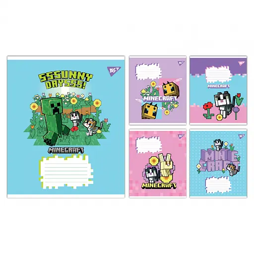 Зошити учнівські 24 аркуша лінія Yes Minecraft Flowers, 20 шт. в упаковці