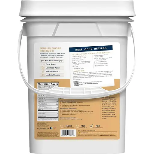 Овсяные хлопья сублимированные Augason Farms с большим сроком годности до 30 лет Augason farms 108 порций - фото 2