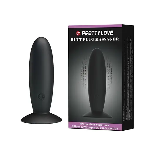 Анальна пробка Pretty Love Butt Plug Massager 11 см (чорний) - фото 8