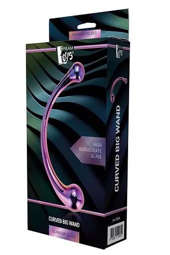 Двосторонній фалоімітатор Glamour Glass Curved Wand 21 см мульті - фото 2