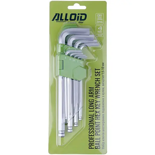 Набор ключей шестигранных Alloid с шаром изогнутых удлиненных 1.5-10 мм 9 предметов (HS-S0918) - фото 4