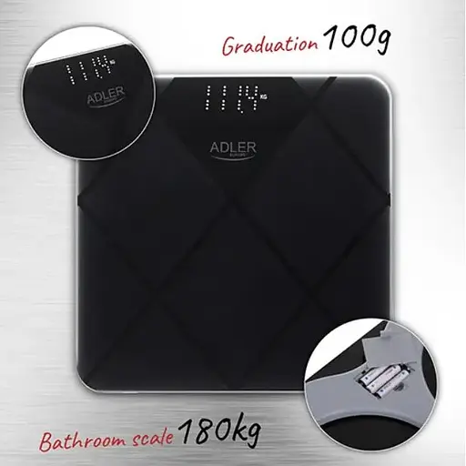 Ваги підлогові Adler AD 8169 max 180 кг з загартованого скла - фото 6
