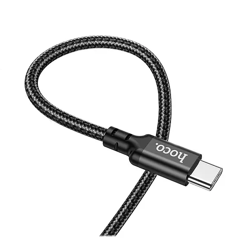 Кабель HOCO X14 Type-C to Type-C 60W, 1m, nylon, aluminum connectors, Black - фото 5