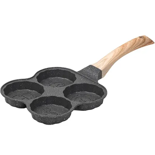 Сковорода порционная 4 фигурные секции 19.5 см. Черная - фото 1