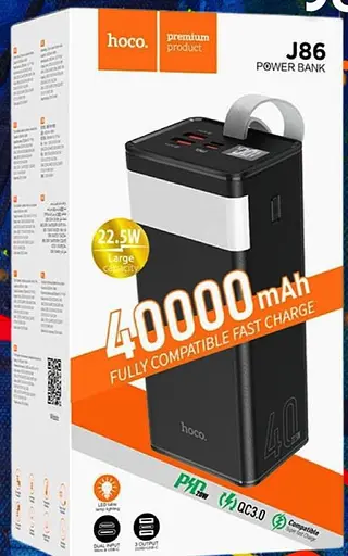 Зарядное устройство для телефона Power bank HOCO J86 Powermaster с фонарем 40000mAh Черный - фото 5