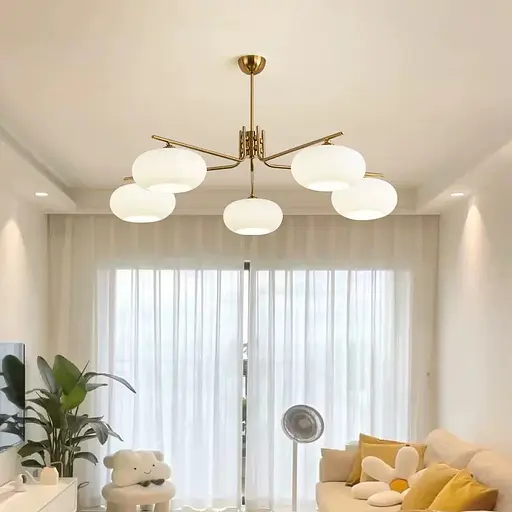 Люстра светодиодная потолочная 6007 (Золотистый) 5 плафонов - фото 2