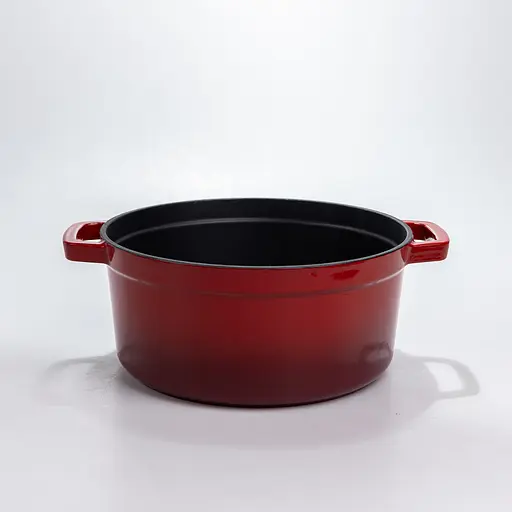 Чугунная кастрюля 4.5 л эмалированная с крышкой посуда для тушения запекания Красный Premium Cookware HP-1-19-RED - фото 3