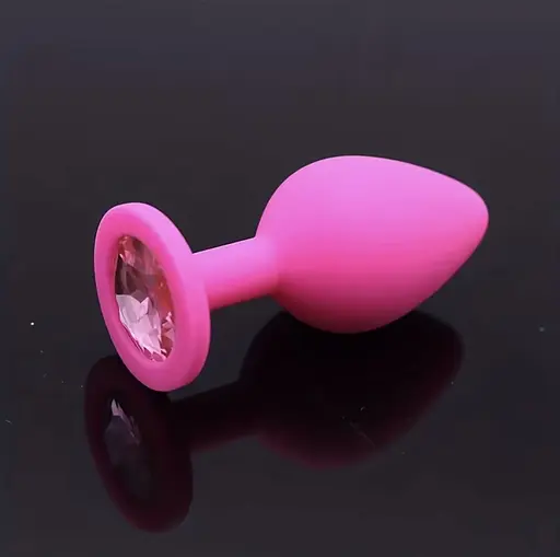 Анальна пробка з кристалом, рожева маленька S - фото 11