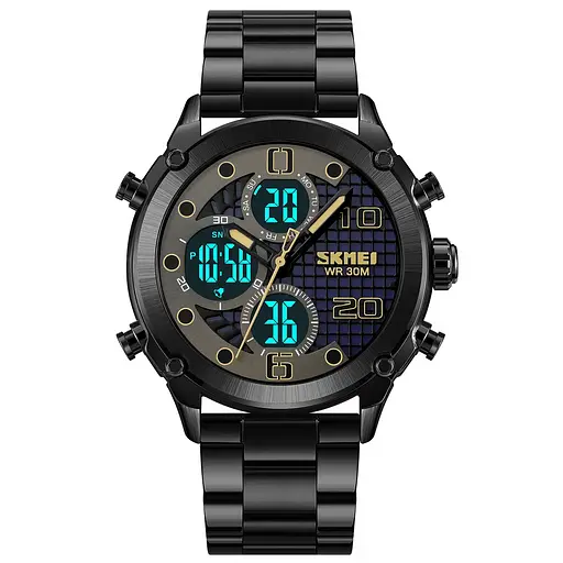Чоловічий наручний годинник на сталевому браслеті Skmei 1975 (Чорний) - фото 3