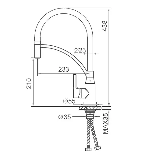 Смеситель для кухни Frap F4552 с гибким изливом серый/хром - фото 6