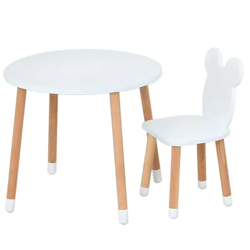 Столик зі стільцем "Ведмедик" 07-025W-ROUND круглий, білий