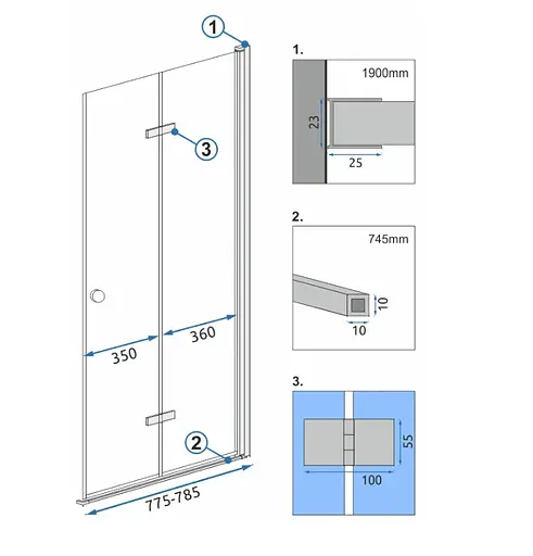 Душові двері (модуль) Rea Fold N2 80 REA-K7443 - фото 2