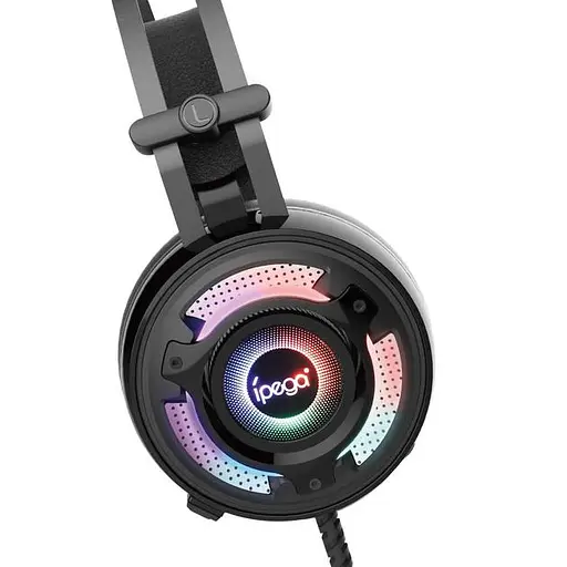 Дротова ігрова гарнітура iPega Gaming with RGB LED PG-R008, 3.5mm, Noice Reduction, 2.2m, black - фото 2