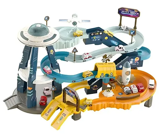 Трек WToys 17040 (8) с подъемником, подсветкой и звуковыми эффектами, 4 машинками и серпантином. - фото 2
