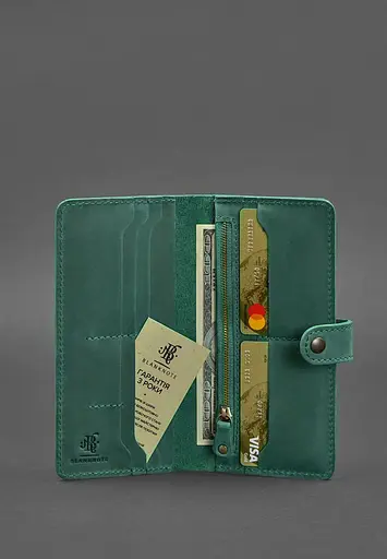 Кожаный портмоне 7.0 зеленый Crazy Horse - фото 3