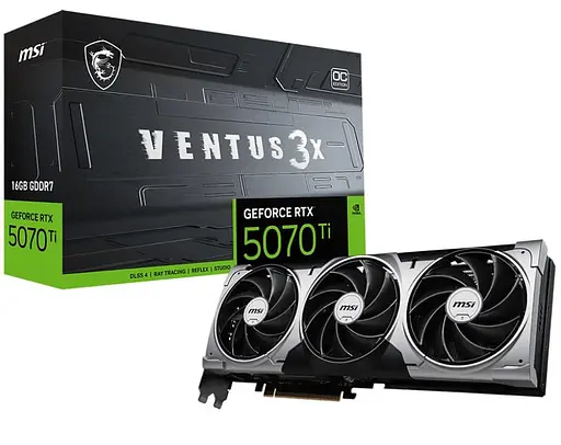 Видеокарта MSI RTX 5070 Ti 16Gb VENTUS 3X OC (RTX 5070 Ti 16G VENTUS 3X OC) (GDDR7, 256 bit, PCI-E v5.0 x16) - фото 7