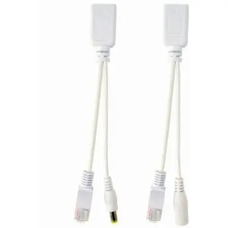 PoE адаптер пасивний (пара) Cablexpert UTP PoE адаптерний кабель 0.15 м телекомунікаційний білий (PP12-POE-0.15 м-W)