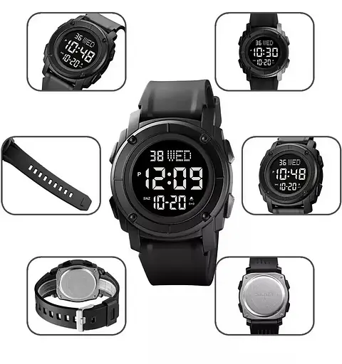 Мужские спортивные наручные часы Skmei 1853 (Черные с черным циферблатом) - фото 6