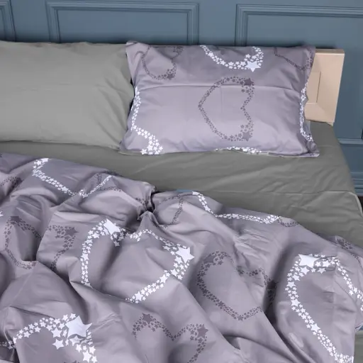 Наволочка MirSon Сатин 22-1389 Loving Hearts 50х50 см сіра (2200010563542) - фото 3