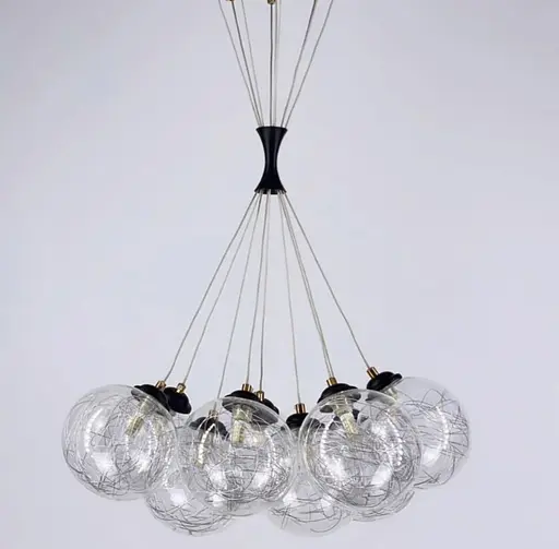 Подвесной светильник Transparent Bubbles на 9 плафонов с металлической нитью Line.F 371/9 - фото 2