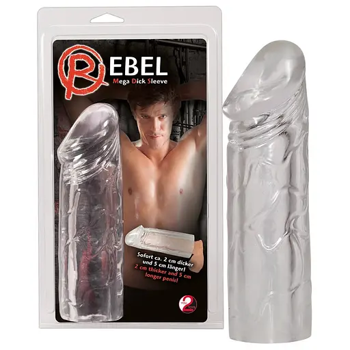 Насадка на пенис Rebel Mega Dick Sleeve 19 см прозрачный - фото 4