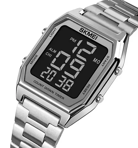 Мужские наручные часы Skmei 1735 (Серебристый с черным циферблатом) - фото 2