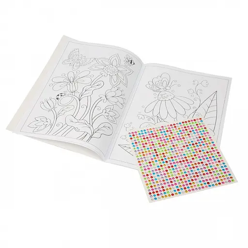 Розмальовка А4 1Вересня Квіти зі стразами 12 стор. (743371) - фото 3