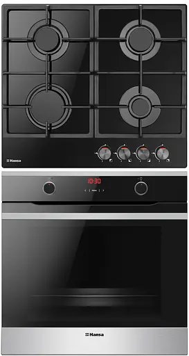 Комплект Hansa духовка электрическая + поверхность газовая на стекле черный - фото 2