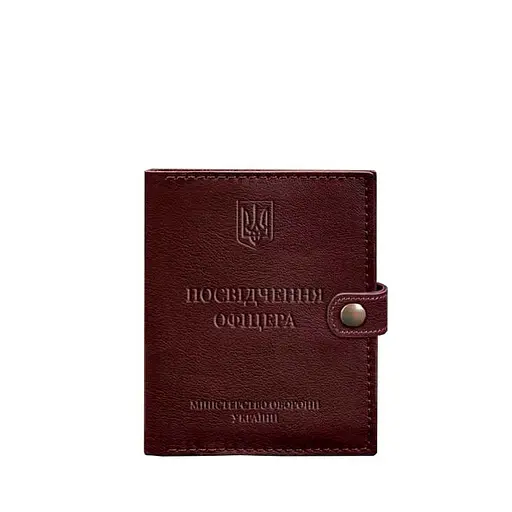 Кожаная обложка-портмоне для удостоверения офицера 11.0 бордовая - фото 7