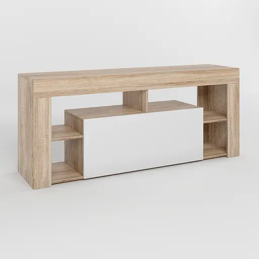 Тумба под телевизор с 4 полками М-ЗОН Джеко 140 Сонома/Нимфея Альба (MZN-031035) - фото 2