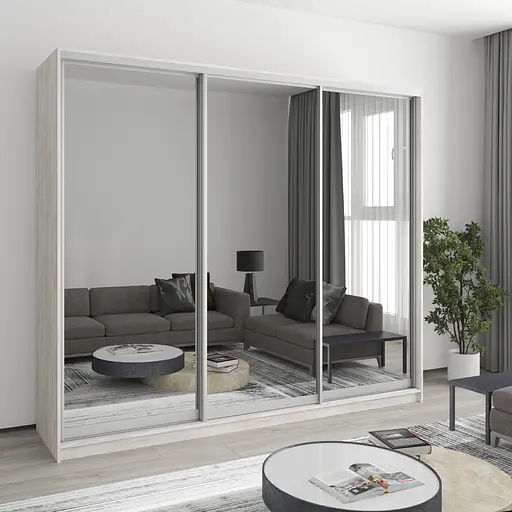 Шафа-купе тридверна MebelStar Комбо AL 3 Дзеркала 240x60x210 см Аляска сірий (MBS-3428)