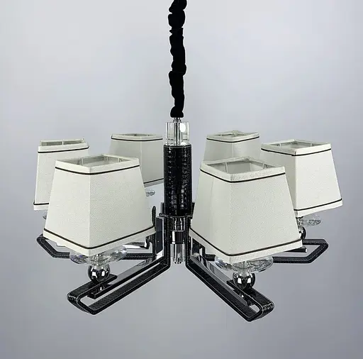 Люстра с черной экокожией на 6 абажуров Line.F S 1449/6 BK - фото 3