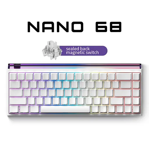 Игровая проводная магнитная клавиатура Madlions Nano68 / Magnetic Switch / White - фото 1