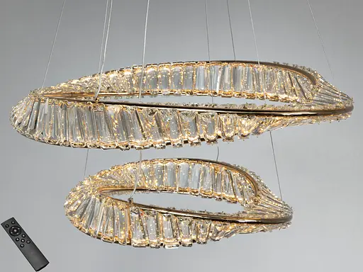 Светодиодная люстра подвесная 2 кольца золото 86 Вт - фото 1