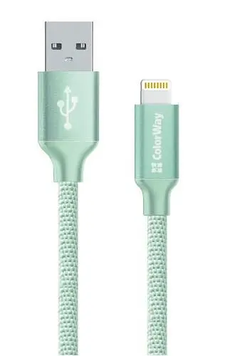 Кабель USB AM – Lightning, 1 м, светло-зеленый, ColorWay, 2.1A (CW-CBUL004-MT) - фото 1