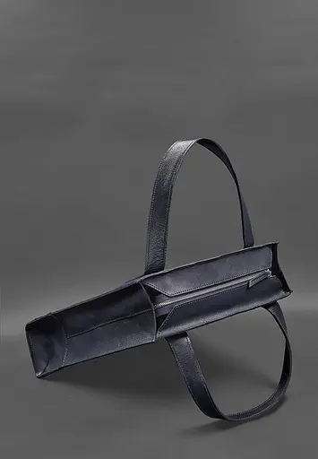 Шкіряна жіноча сумка шоппер Бетсі темно-синій краст - фото 4